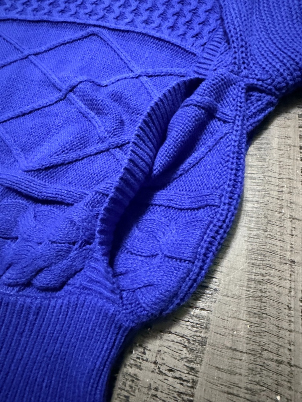 Lucy Paris Royal Blue Textured Cable Knit Sweater - Picture 5 of 9